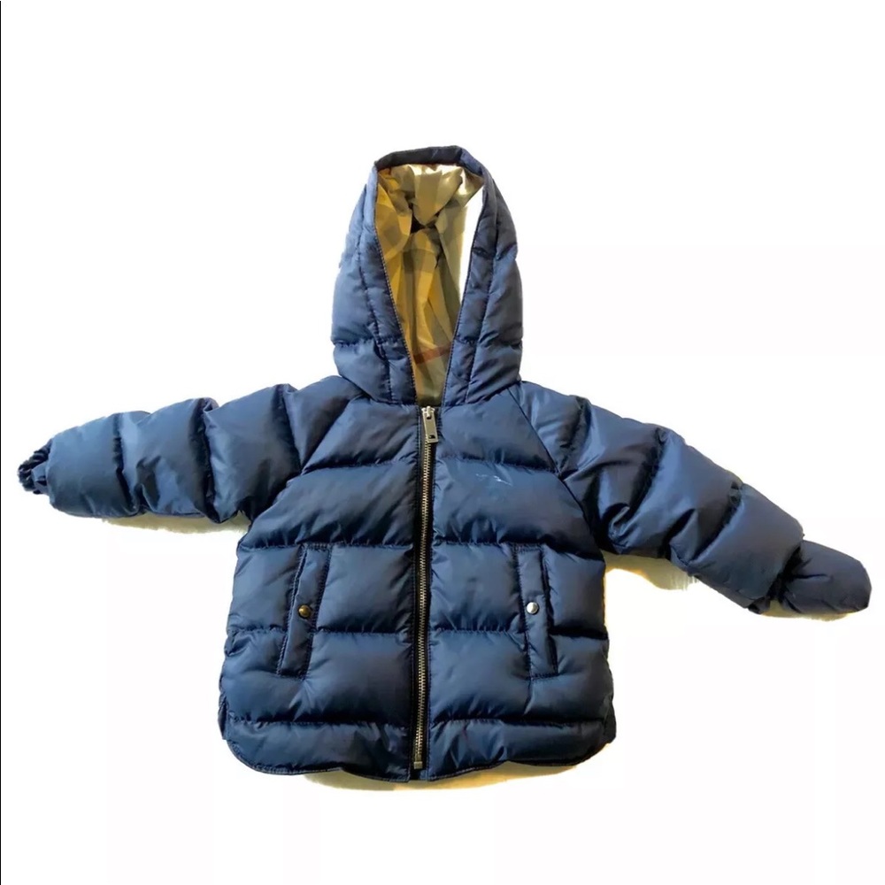 Burberry Rilla baby boys navy blue hooded puffer Down jacket coat 3month Coat